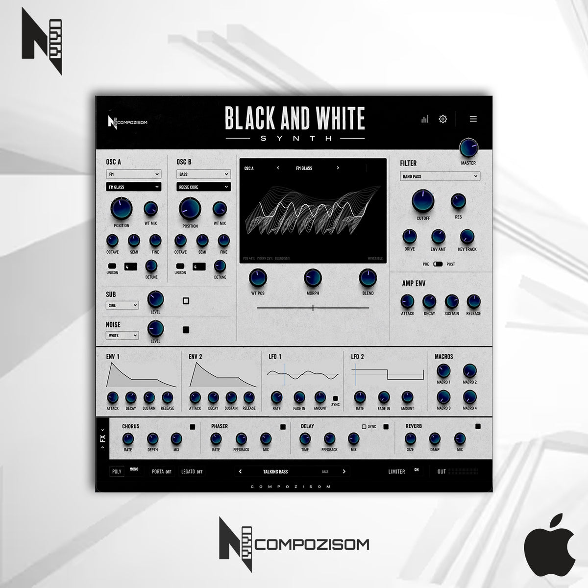 Black And White Synth Compozisom Mac - Synthetizador com 240 Presets