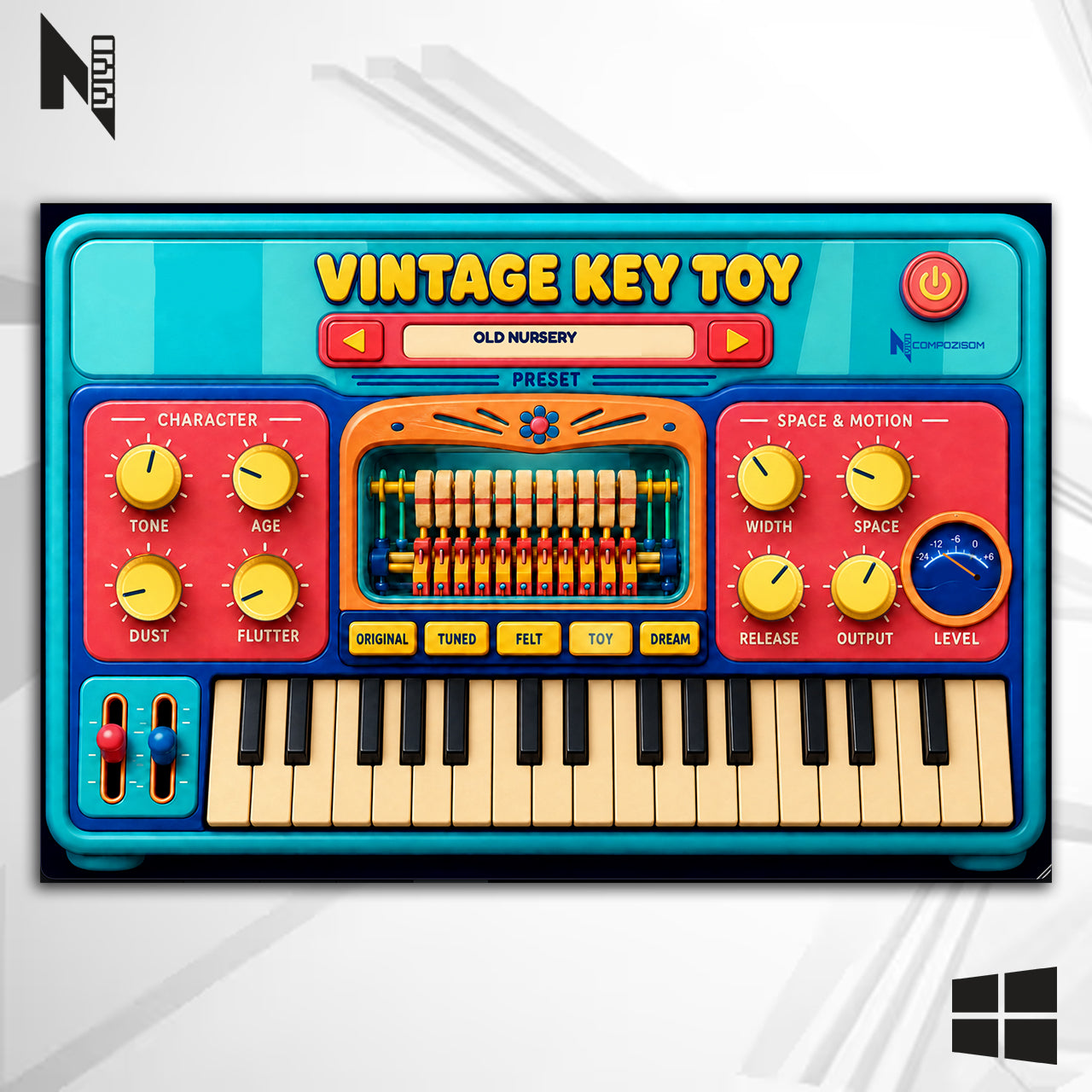 Vintage Key Toy Compozisom Windows - Instrumento de Pianos Vintage
