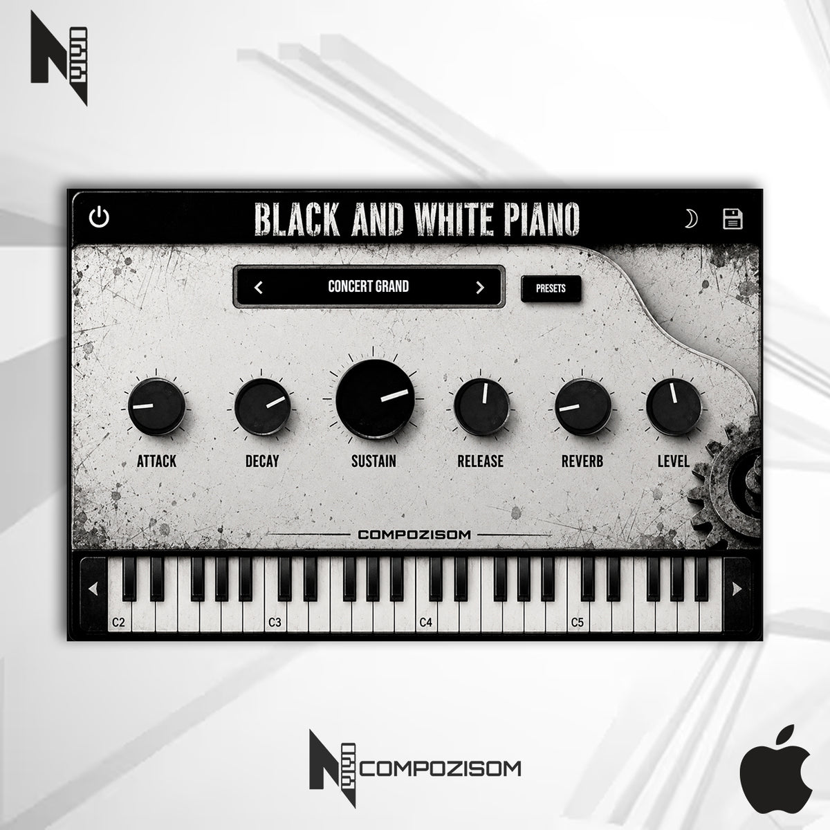 Black And White Piano Compozisom Mac - Grand Piano Realista