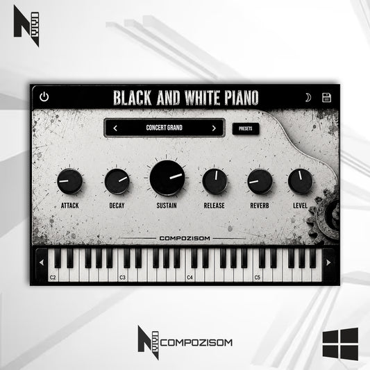 Black And White Piano Compozisom Windows - Grand Piano Realista