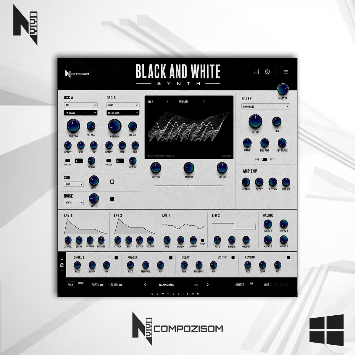 Black And White Synth Compozisom Windows - Synthetizador com 240 Presets