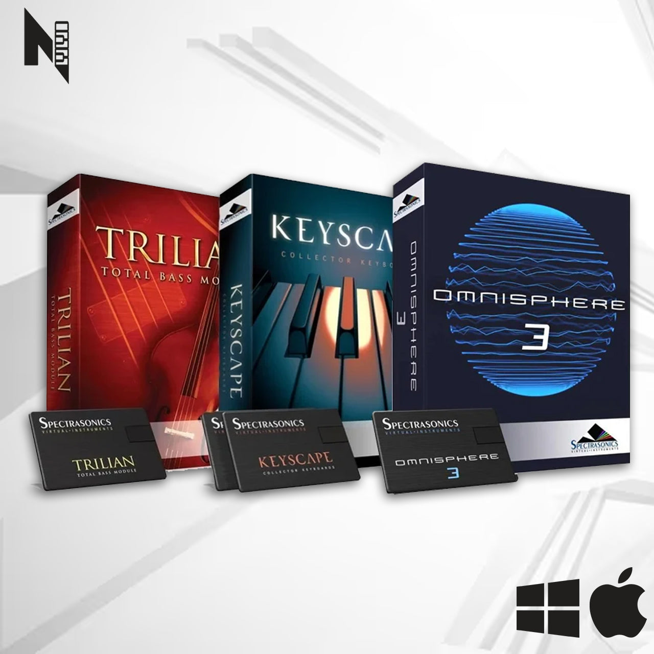 Pacote de Instrumentos Spectrasonics 2026 Omnisphere 3 + Keyscape + Trillian Win e Mac
