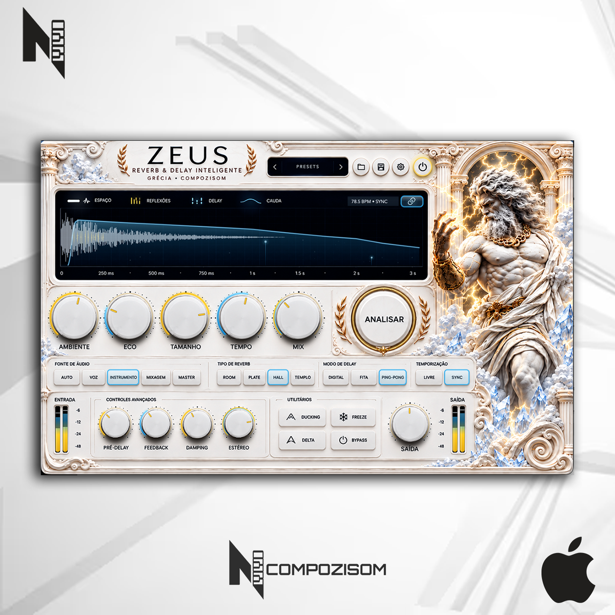 Reverb e Delay Automático Zeus Compozisom Mac - Linha Grécia